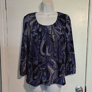 Kasper Women's Paisley Blouse - Purple and Black